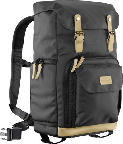 WALSER mantona Luis - Rucksack für Kamera - Nylon, Leder - Schwarz - 35,60cm (14") (1021344)