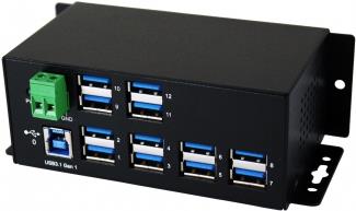 Exsys EX-1112HMS - Hub - 12 x USB 3,1 Gen 1 - an DIN-Schiene montierbar - Gleichstrom (EX-1112HMS)