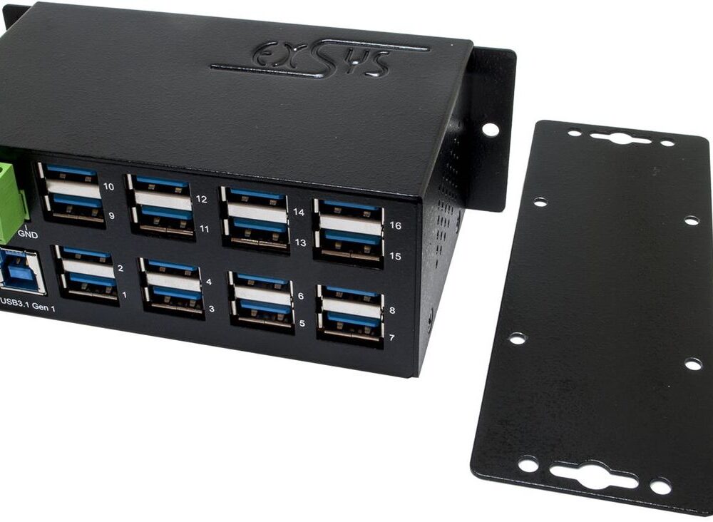 Exsys EX-1113HMS - Hub - 16 x USB 3,1 Gen 1 - an DIN-Schiene montierbar - Gleichstrom (EX-1113HMS)