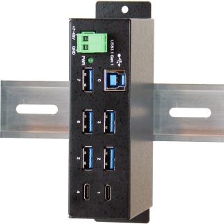 Exsys EX-1197HMS - Hub - 7 x USB 3,1 Gen 1 - an DIN-Schiene montierbar - Gleichstrom (EX-1197HMS)