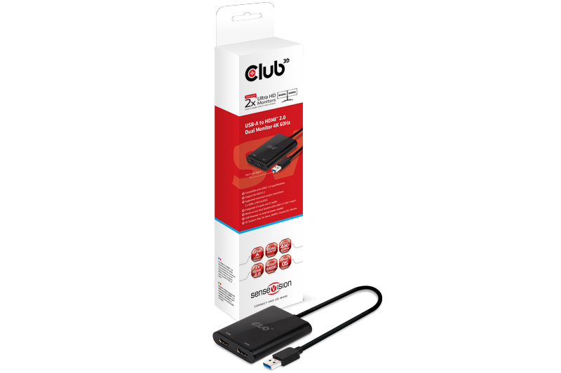 Club 3D SenseVision - Externer Videoadapter - USB 3.1 Gen 1 - 2 x HDMI