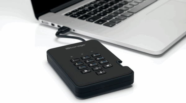 iStorage diskAshur 2 - Festplatte - verschlüsselt - 1TB - extern (tragbar) - USB 3,1 Gen1 - 5400 U/min - Puffer: 8MB - FIPS 197 - 256-Bit-AES - Phantomschwarz (IS-DA2-256-1000-B)