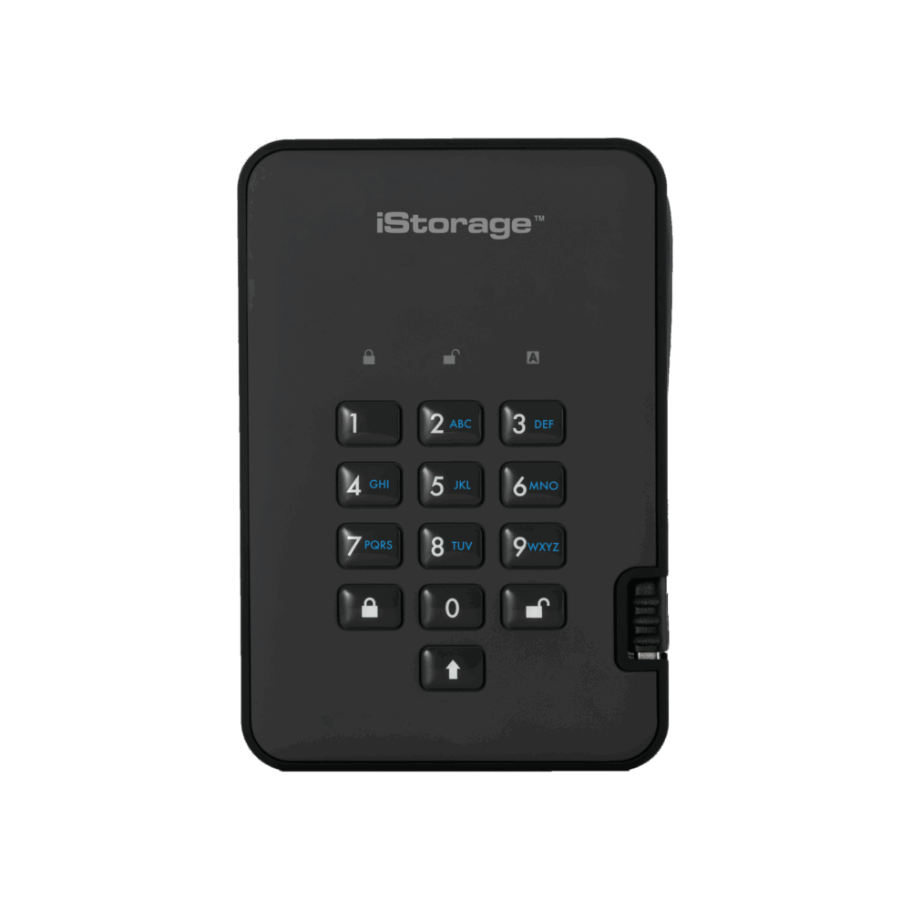 iStorage diskAshur 2 - Festplatte - verschlüsselt - 500 GB - extern (tragbar) - USB 3.1 Gen 1 - 5400 U/min - Puffer: 8 MB - 256-Bit-AES, FIPS 197 - Phantomschwarz