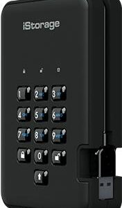 iStorage diskAshur 2 - Festplatte - verschlüsselt - 3TB - extern (tragbar) - USB 3,1 Gen 1 - 5400 U/min - Puffer: 8MB - FIPS 197 - 256-Bit-AES - Phantomschwarz (IS-DA2-256-3000-B)