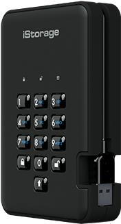 iStorage diskAshur² - Festplatte - verschlüsselt - 4TB - extern (tragbar) - USB 3,1 Gen 1 - 5400 U/min - Puffer: 8MB - 256-Bit-AES, FIPS 197 - Phantomschwarz - TAA-konform (IS-DA2-256-4000-B)