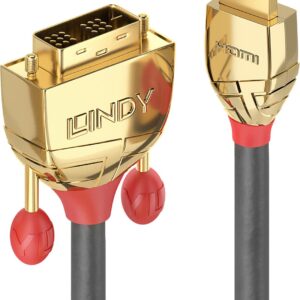 Lindy Gold - Videokabel - Single Link - HDMI / DVI - DVI-D (M) bis HDMI (M) - 15 m - Dreifachisolierung - Grau - rund