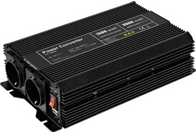 Goobay SPW IT Wechselrichter 1500 W 12 V/DC - 230 V/AC, 5 V/DC (58884)