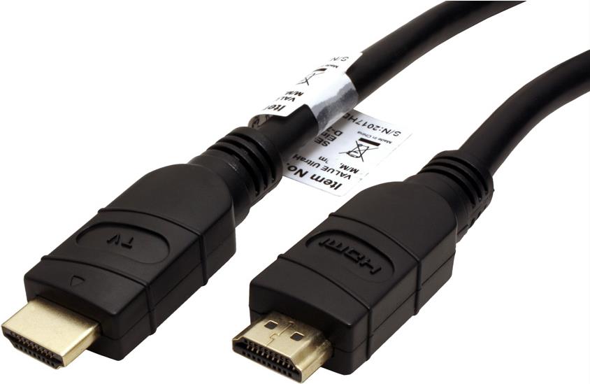 VALUE - HDMI mit Ethernetkabel - HDMI (M) bis HDMI (M) - 25 m - abgeschirmt - Schwarz - 4K Unterstützung
