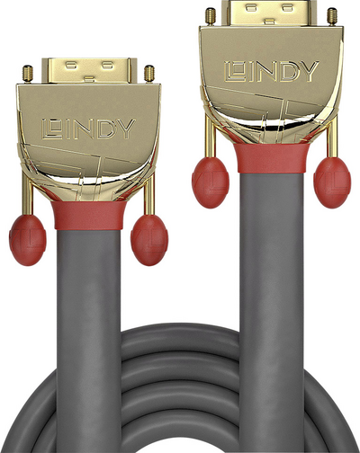 Lindy Gold - DVI-Kabel - Dual Link - DVI-D (M) bis DVI-D (M) - 20,0m - Daumenschrauben - Grau (36208)