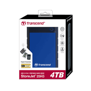 Transcend StoreJet 25H3 - Festplatte - 4 TB - extern (tragbar) - 2.5" (6.4 cm) - USB 3.1 Gen 1 - 256-Bit-AES - Marineblau