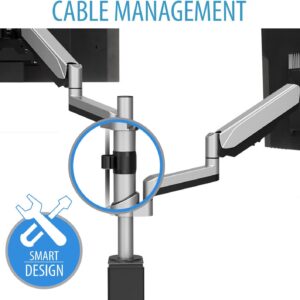 V7 DM1DTA-1E - Befestigungskit - einstellbarer Arm - für 2 LCD-Displays - Kunststoff, Aluminium, Stahl - Silber - Bildschirmgröße: 43.2-81.3 cm (17"-32") - Tischmontage