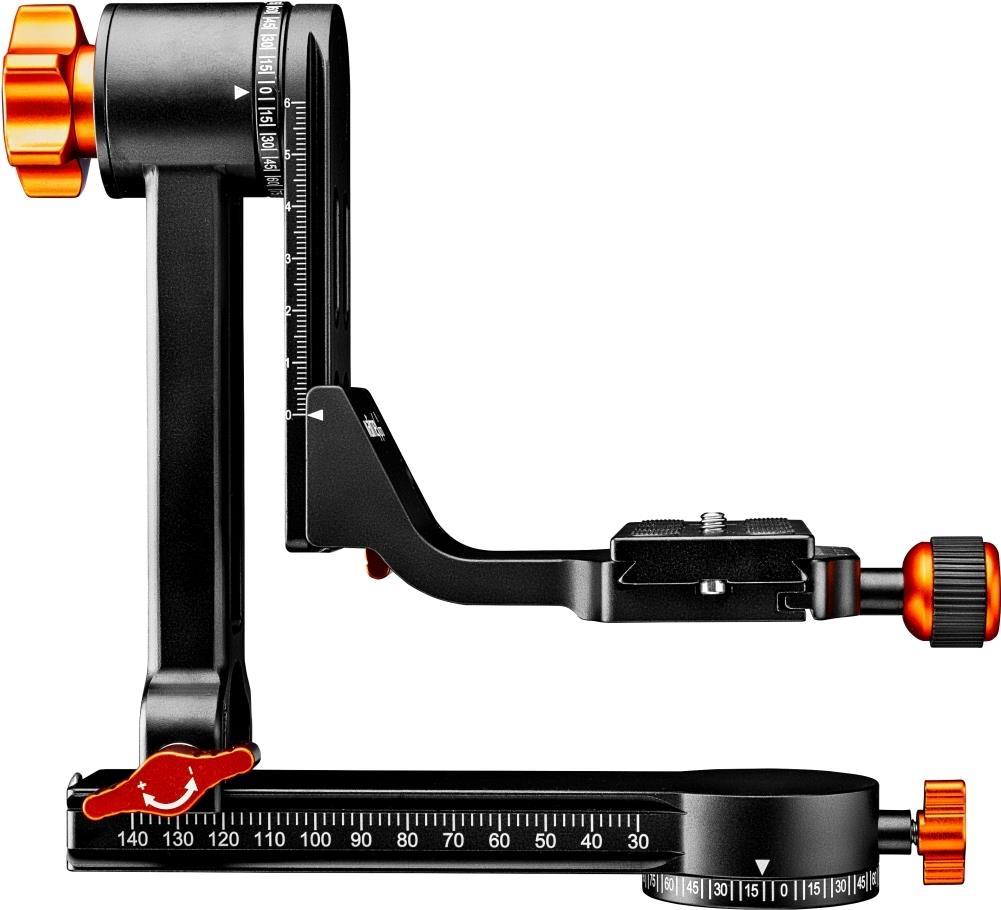Walimex pro Aluminium Gimbal Head Stativkopf A20 - Hochwertiger 360 Grad Panorama Stativkopf Affenschaukel mit Arca Schnellwechselplatte,Traglast 20 kg, mit Tasche, für DSLR DSLM Spektiv Objektiv, 21961 (1021961)