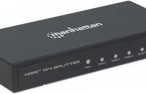 MANHATTAN 4K 4-Port HDMI-Splitter 4K@60Hz, Stromversorgung über Netzteil, schwarz (207805)