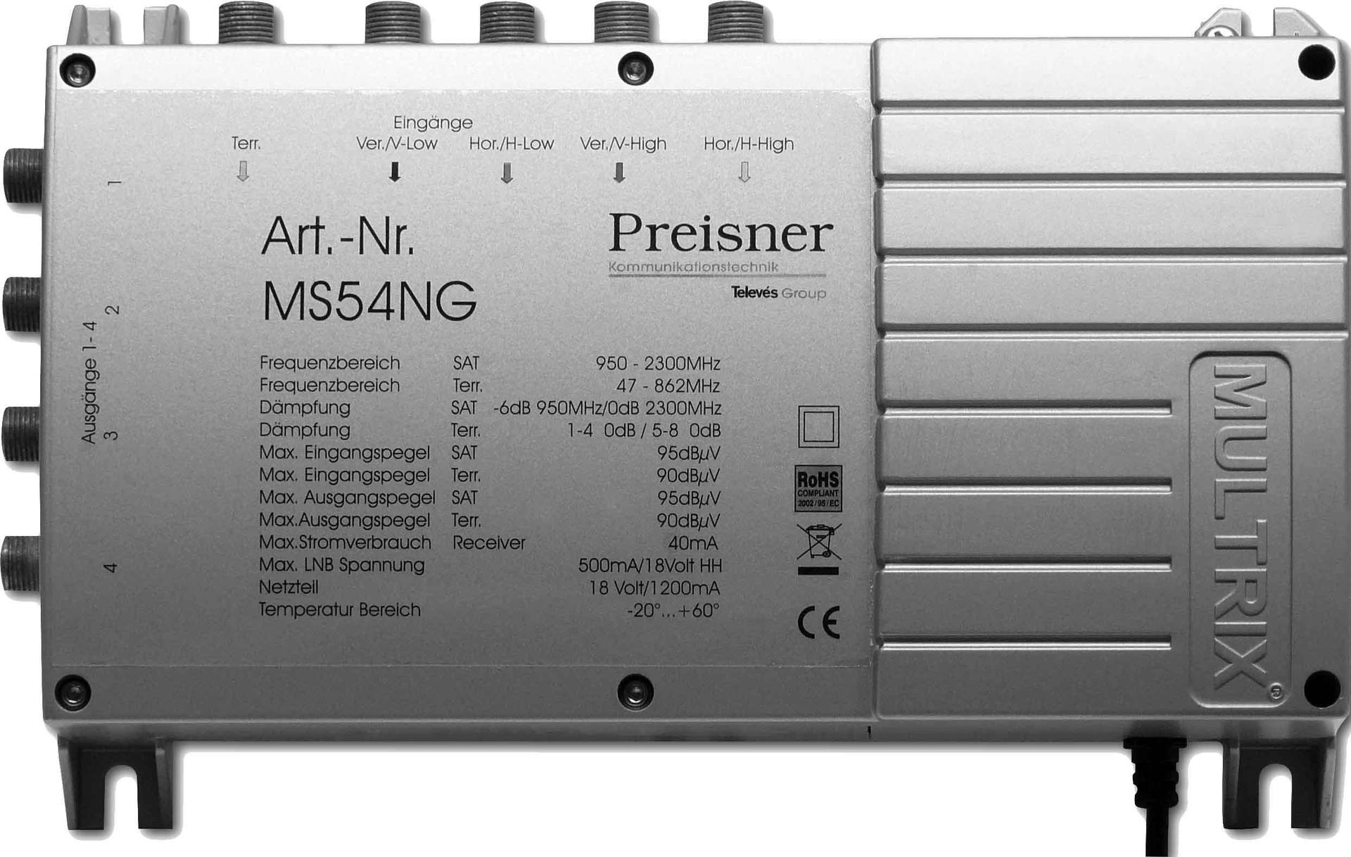 Televes MS54NG Kabel-Splitter-/Verbinder Grau Kabelspalter oder -kombinator (MS54NG)