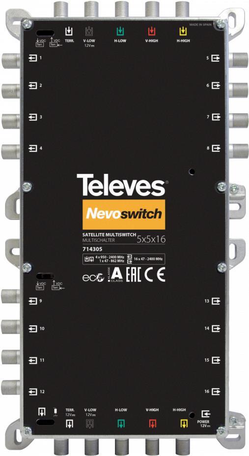 Televes 714404 Satblock-Verteilung 5 Eingänge 12 Ausgänge (MS512NCQ)