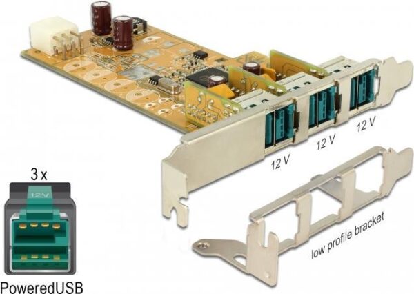 DeLock - USB-Adapter - PCIe 1.1 - PoweredUSB 2.0 (12 V) x 3