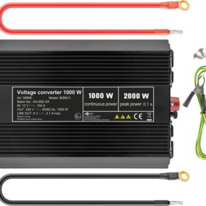 Goobay Spannungswandler 1000 W, Schwarz - wandelt 12 V DC in 230 V AC um (58890)