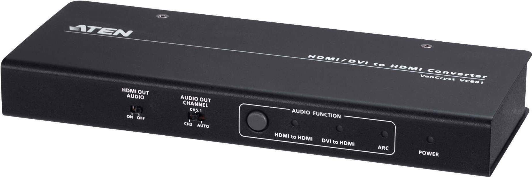 Aten 4K HDMI/DVI zu HDMI Konverter mit Audio De-Embedder - 3840 x 2160 Pixel - AV-Repeater - 3 m - Verkabelt - 3D - HDCP (VC881-AT-G)