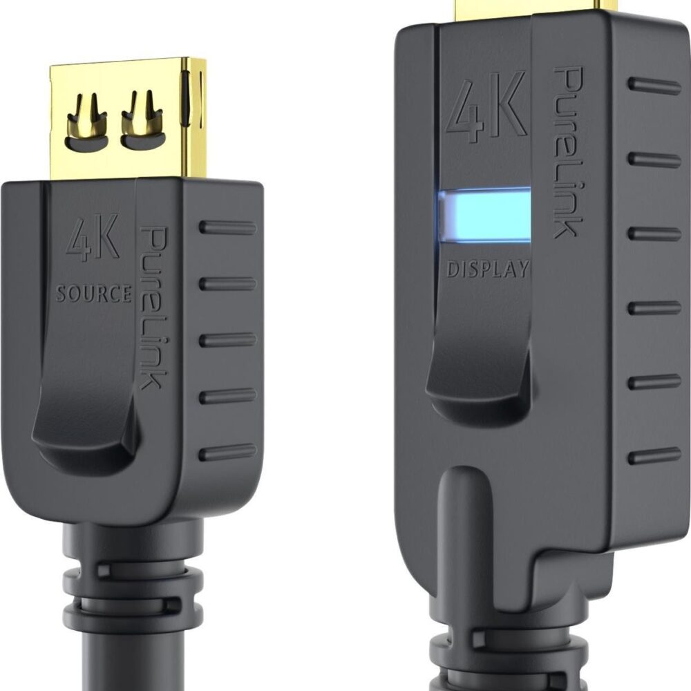 PureLink OneAV PI2010-075 - HDMI-Kabel mit Ethernet - HDMI männlich zu HDMI männlich - 7.5 m - Dreifachisolierung - Schwarz - rund, aktiv (PI2010-075)