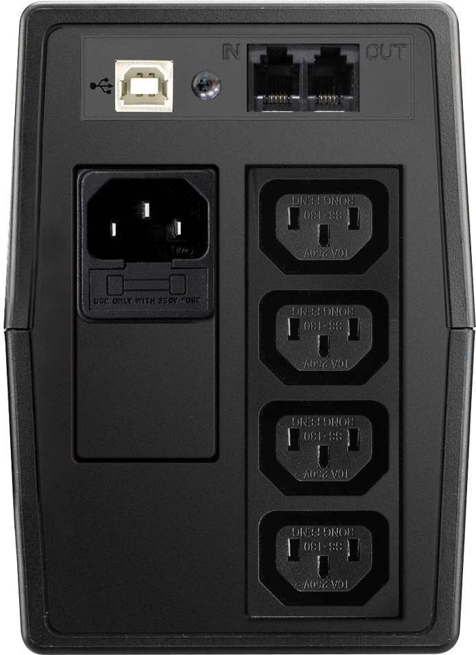 ALLNET ALL90600T. Ausgangskapazität: 600 VA, Ausgangsleistung: 360 W, Eingangs-Betriebsspannung (min): 162 V. AC-Steckertypen: C13-Koppler, Stecker: C14-Koppler, Anzahl AC Anschlüsse: 4 AC-Ausgänge. Batteriekapazität: 7 Ah, Batteriespannung: 12 V. Formfaktor: Tower, Produktfarbe: Schwarz, Anzeige: LCD. UPS-Topologie: Line-Interaktiv, Überspannungsschutz-Funktionen: Modem (ALL90600T)