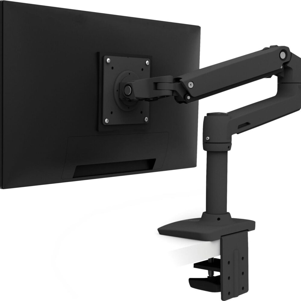 ERGOTRON LX Monitor Arm in Schwarz - Monitor Tischhalterung mit patentierter CF-Technologie für Bildschirme bis 86,40cm (34") und 3,2-11,3 kg, VESA Standard