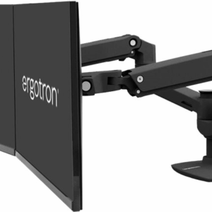 ERGOTRON LX Dual Monitor Arm in Schwarz - Monitor Tischhalterung mit patentierter CF-Technologie für 2 Bildschirme nebeneinander bis 68,60cm (27") , 33cm Höhenverstellung, VESA Standard und