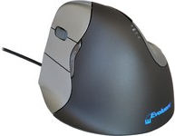 Evoluent VerticalMouse 4 Left - Vertikale Maus - ergonomisch - Für Linkshänder - Laser - 6 Tasten - kabelgebunden - USB - Grau, Silber