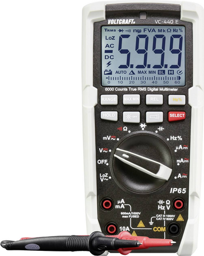 VOLTCRAFT VC-440 E Hand-Multimeter digital Strahlwassergeschützt (IP65) CAT III 1000 V, CAT IV 600 V Anzeige (Counts): 6000 (VC-440 E)