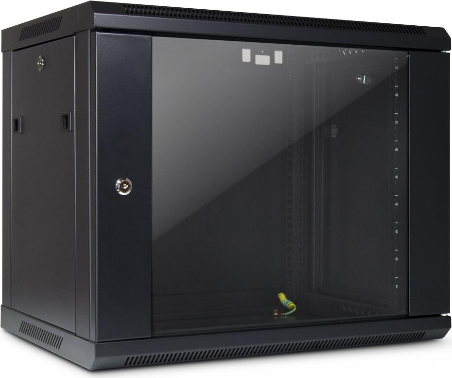 Inter-Tech SMA-6409 - 9U - Wandmontiertes Regal - 30 kg - Schwarz - Metall - Gehärtetes Glas - Geschlossen (88887253)