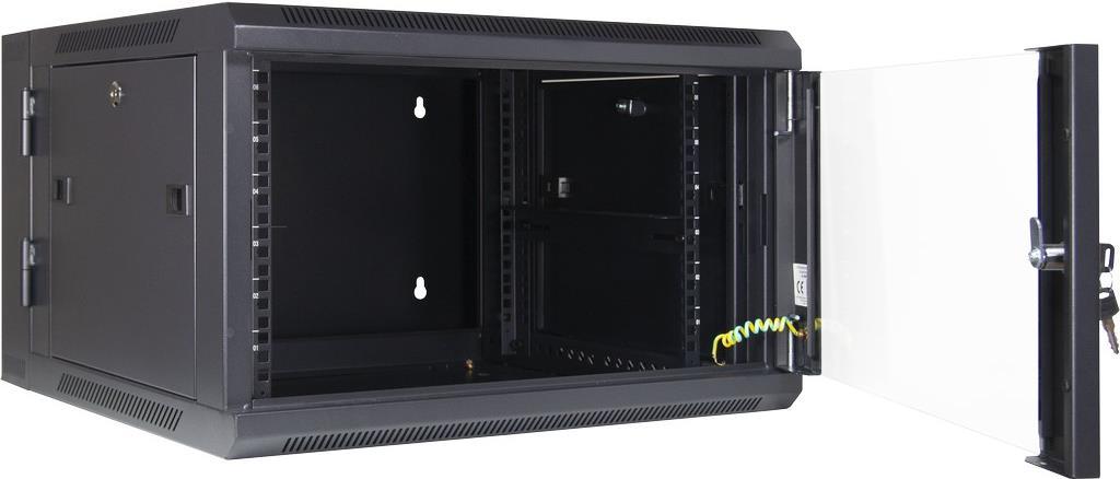 Inter-Tech SMB-6606 - 6U - Wandmontiertes Regal - 40 kg - Schwarz - Metall - Gehärtetes Glas - Geschlossen (88887255)