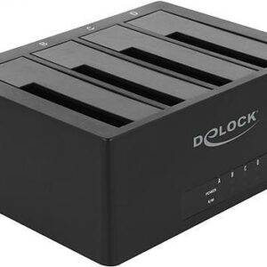 DeLOCK USB Type-C Docking Station for 4 x SATA HDD / SSD - HDD-Dockingstation Schächte: 4 - 2.5" / 3.5" gemeinsam genutzt (6,4 cm/8,9 cm gemeinsam genutzt) - SATA 6Gb/s - 5 Gbit/s - USB-C - Schwarz (63930)