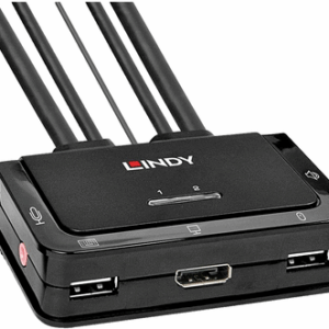 Lindy 2 Port DisplayPort 1.2, USB 2.0 & Audio Cable KVM Switch Umschalten zwischen 2 Computern mit DisplayPort-Anschluss mit nur einer Tastatur, Maus und Monitor (42344)