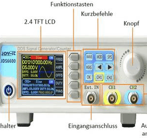 Joy-it JDS6600-LITE Funktionsgenerator netzbetrieben 15 MHz - 0.01 µHz 2-Kanal Dreieck, Rechteck, Signal, Sinus, Lorentzkurve, Arbiträr, Puls, Rauschen (JDS6600-LITE)