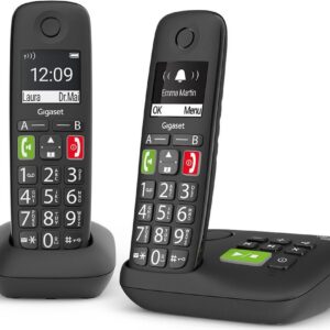Gigaset E290A Duo - Schnurlostelefon - Anrufbeantworter mit Rufnummernanzeige - ECO DECTGAP - Schwarz + zusätzliches Handset (L36852-H2921-B101)