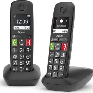 Gigaset E290 Duo - Schnurlostelefon mit Rufnummernanzeige - ECO DECTGAP - Schwarz + zusätzliches Handset (L36852-H2901-B101)