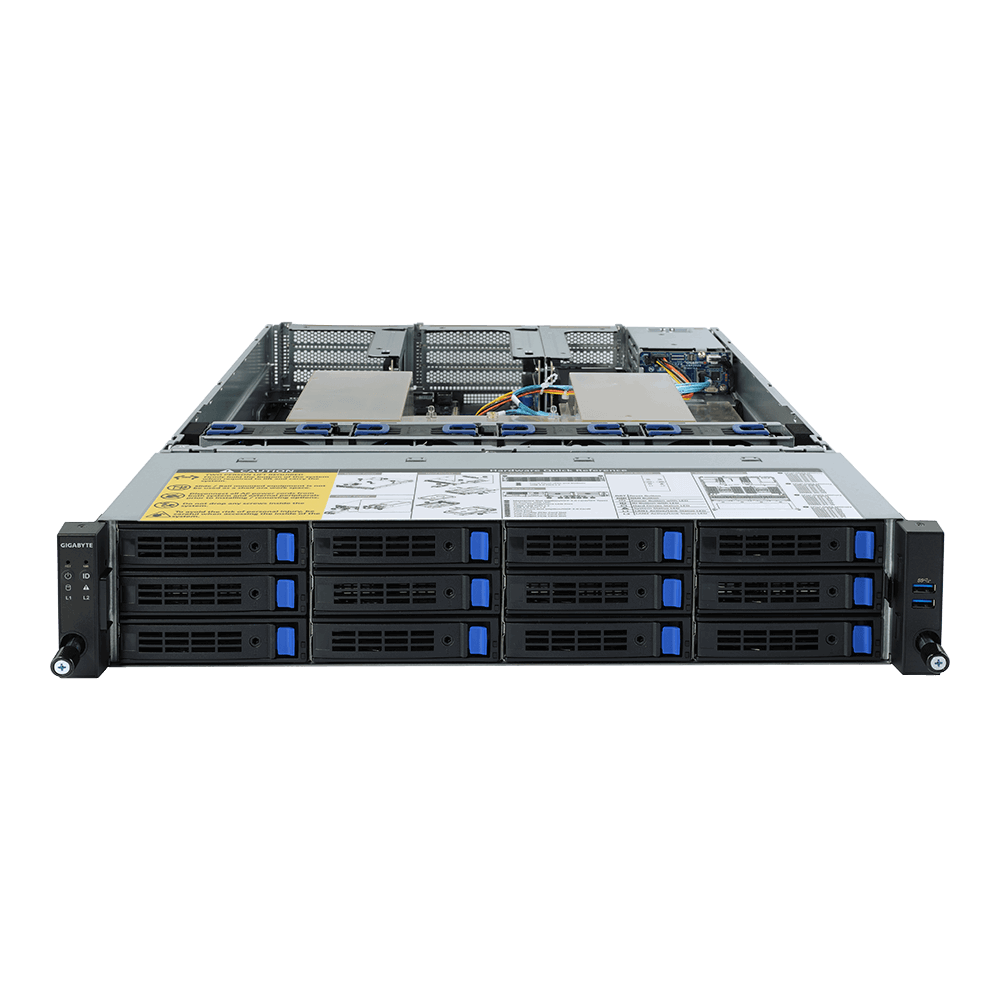 Gigabyte R282-Z90 (rev. 100) - Server - Rack-Montage - 2U - zweiweg - keine CPU - RAM 0 GB - SATA - Hot-Swap 6.4 cm, 8.9 cm (2.5", 3.5") Schacht/Schächte - keine HDD - AST2500 - GigE - kein Betriebssystem - Monitor: keiner