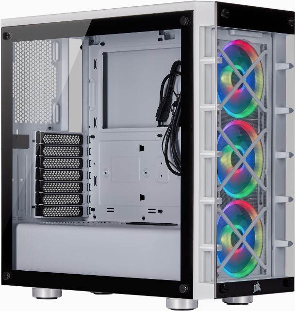 CORSAIR iCUE 465X RGB - Tower - ATX - Seitenteil mit Fenster (gehärtetes Glas) - keine Spannungsversorgung (ATX) - weiß - USB/Audio (CC-9011189-WW)