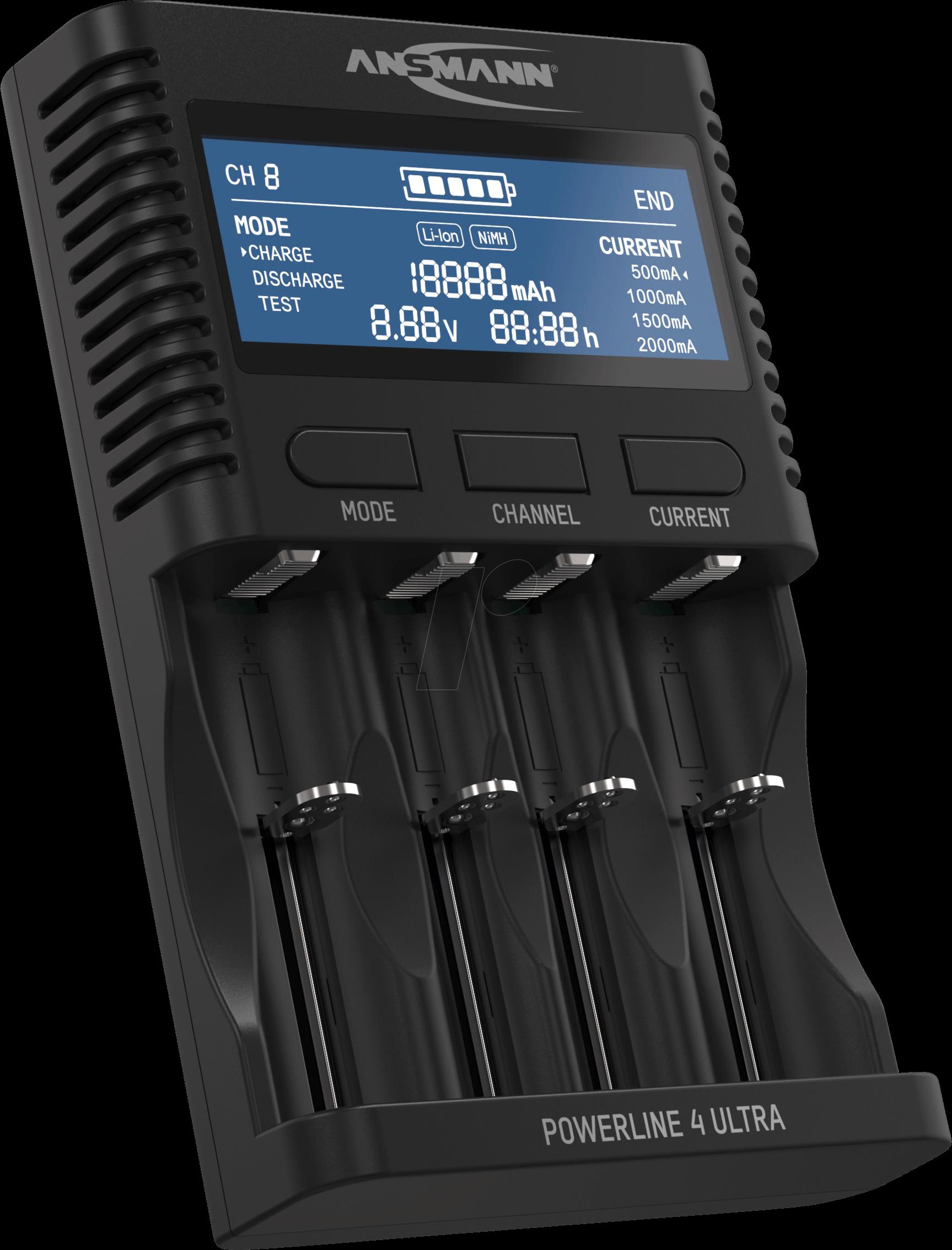 ANSMANN ANS 1001-0080 - Tischladegerät Powerline 4 Ultra, NiMh, Li-Ion (1001-0080)