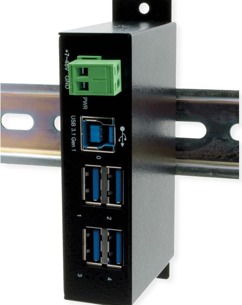 EXSYS EX-1504HMS Schnittstellen-Hub USB 3.2 Gen 1 (3.1 Gen 1) Type-B 5000 Mbit/s Schwarz (EX-1504HMS)