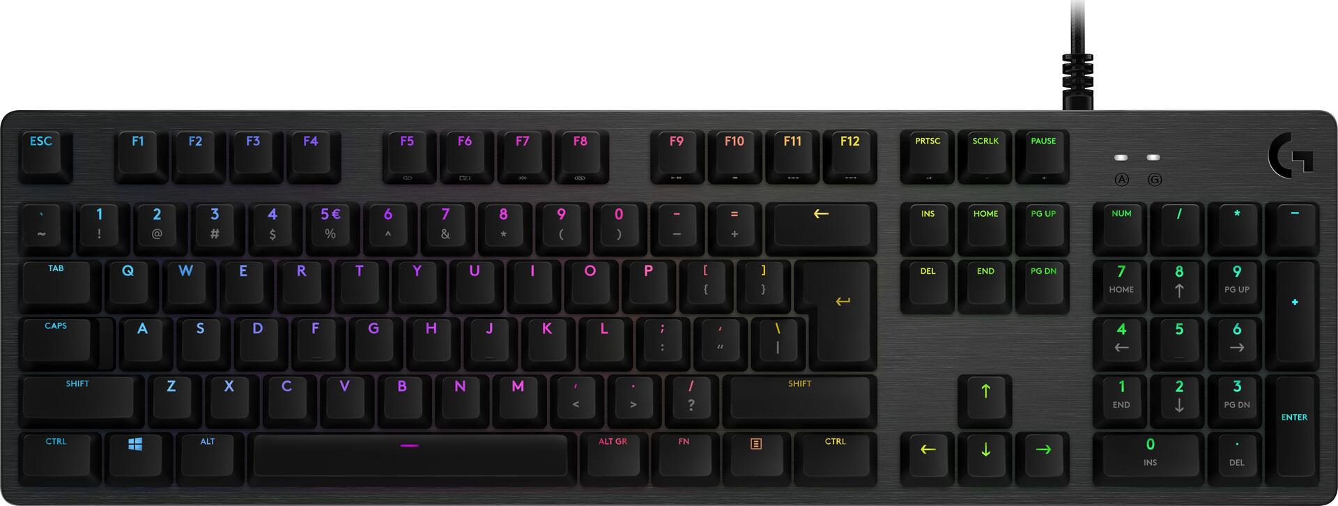 Logitech Gaming G512 - Tastatur - backlit - USB - US International - Tastenschalter: GX Brown Tactile - Kohle
