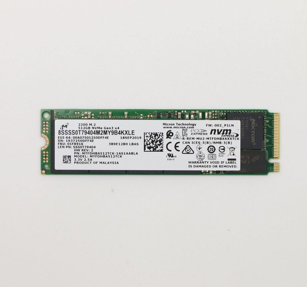 Lenovo Micron 2200 512GB M.2 PCIe 2280 MTFDHBA512TCK-1AS1AAB (01FR916)