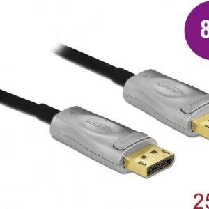 DeLOCK - DisplayPort-Kabel - DisplayPort (M) bis DisplayPort (M) - DisplayPort 1,4 - 25,0m - aktiv, unterstützt 8K UHD (7680 x 4320), hauchvergoldete Kontakte - Schwarz (85888)