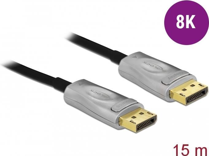 DeLOCK - DisplayPort-Kabel - DisplayPort (M) bis DisplayPort (M) - DisplayPort 1,4 - 15,0m - unterstützt 8K UHD (7680 x 4320) - Schwarz (85886)