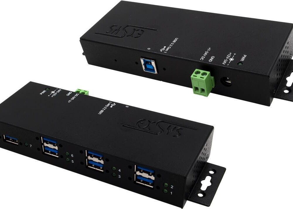 Exsys EX-1517HMVS - Hub - managed - 7 x USB 3,2 Gen 1 - an DIN-Schiene montierbar - DC Power (EX-1517HMVS)