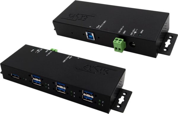 Exsys EX-1517HMVS - Hub - managed - 7 x USB 3,2 Gen 1 - an DIN-Schiene montierbar - DC Power (EX-1517HMVS)