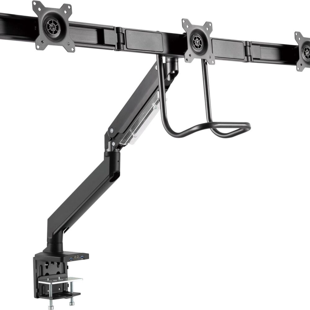 InLine - Befestigungskit - für 3 LCD-Anzeigen - Aluminium - Schwarz - Bildschirmgröße: 68,58 cm (27") - Tischmontage (23172A)
