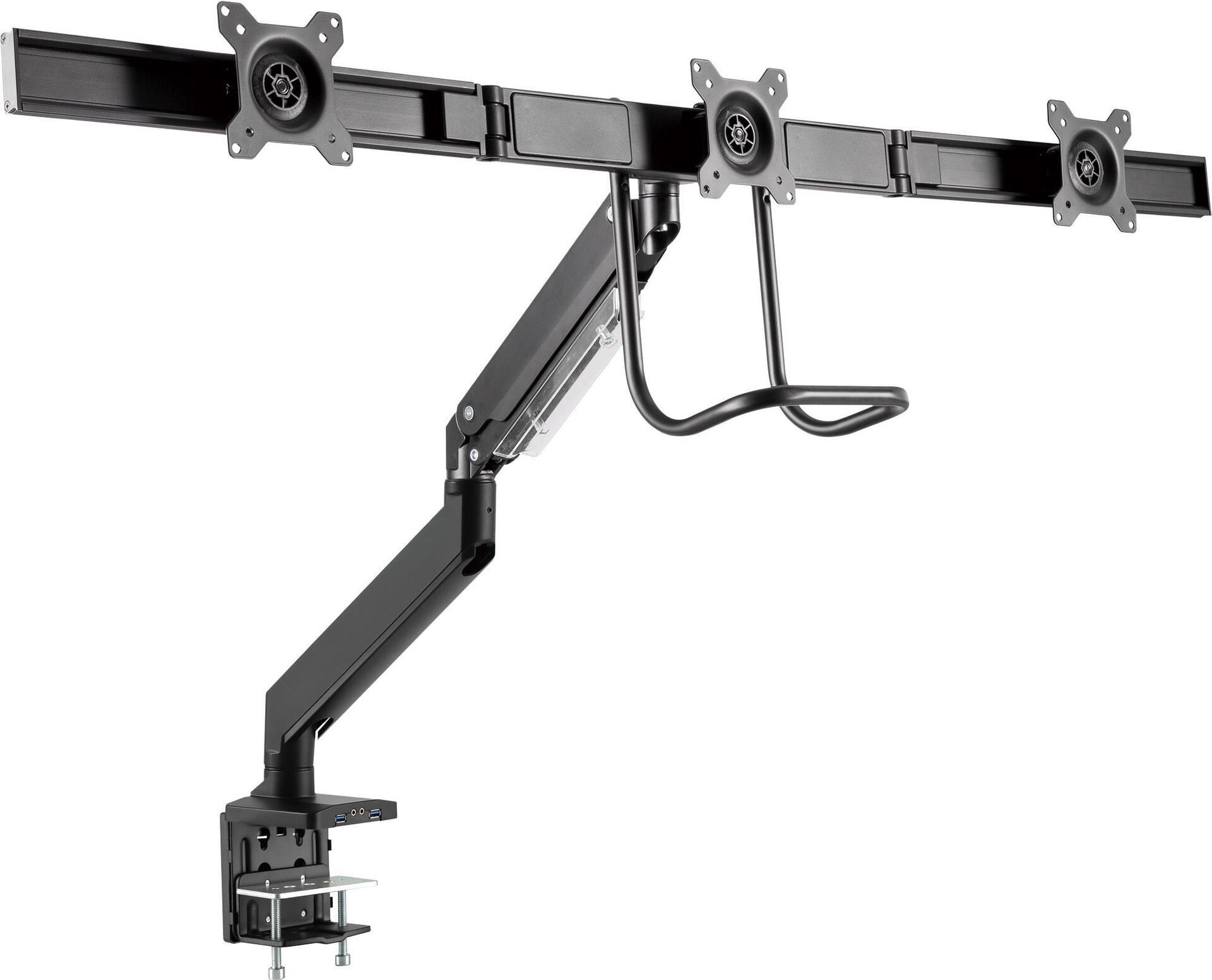 InLine - Befestigungskit - für 3 LCD-Anzeigen - Aluminium - Schwarz - Bildschirmgröße: 68,58 cm (27") - Tischmontage (23172A)