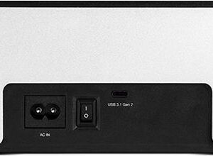 OWCTCDRVDCK. Speichermedien Typ: Festplatte, SSD, Speicherlaufwerk Schnittstelle: Serial ATA III, unterstützte Speicherlaufwerksgrößen: 2.5,3.5" . Hostschnittstelle: USB 3.1 (3.1 Gen 2) Type-C. Produktfarbe: Schwarz, Silber. AC Eingangsspannung: 100 - 240 V, AC Eingangsfrequenz: 50/60 Hz, Ausgangsspannung: 12 V. Breite: 160 mm, Tiefe: 150 mm, Höhe: 85 mm (OWCTCDRVDCK)