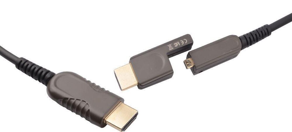 MicroConnect Premium - Kit HDMI-Kabel mit Ethernet - Hybrid Kupfer/Kohlefaser - Schwarz - 1080p-Unterstützung, HAOC-Kabel (Hybrid Active Optical Cable), Dolby DTS-HD Master Audio-Unterstützung, Dolby TrueHD-Unterstützung, bi-direktional, unterstützt 4K 60 Hz (4096 x 2160) (HDM191950V2.0DOP)