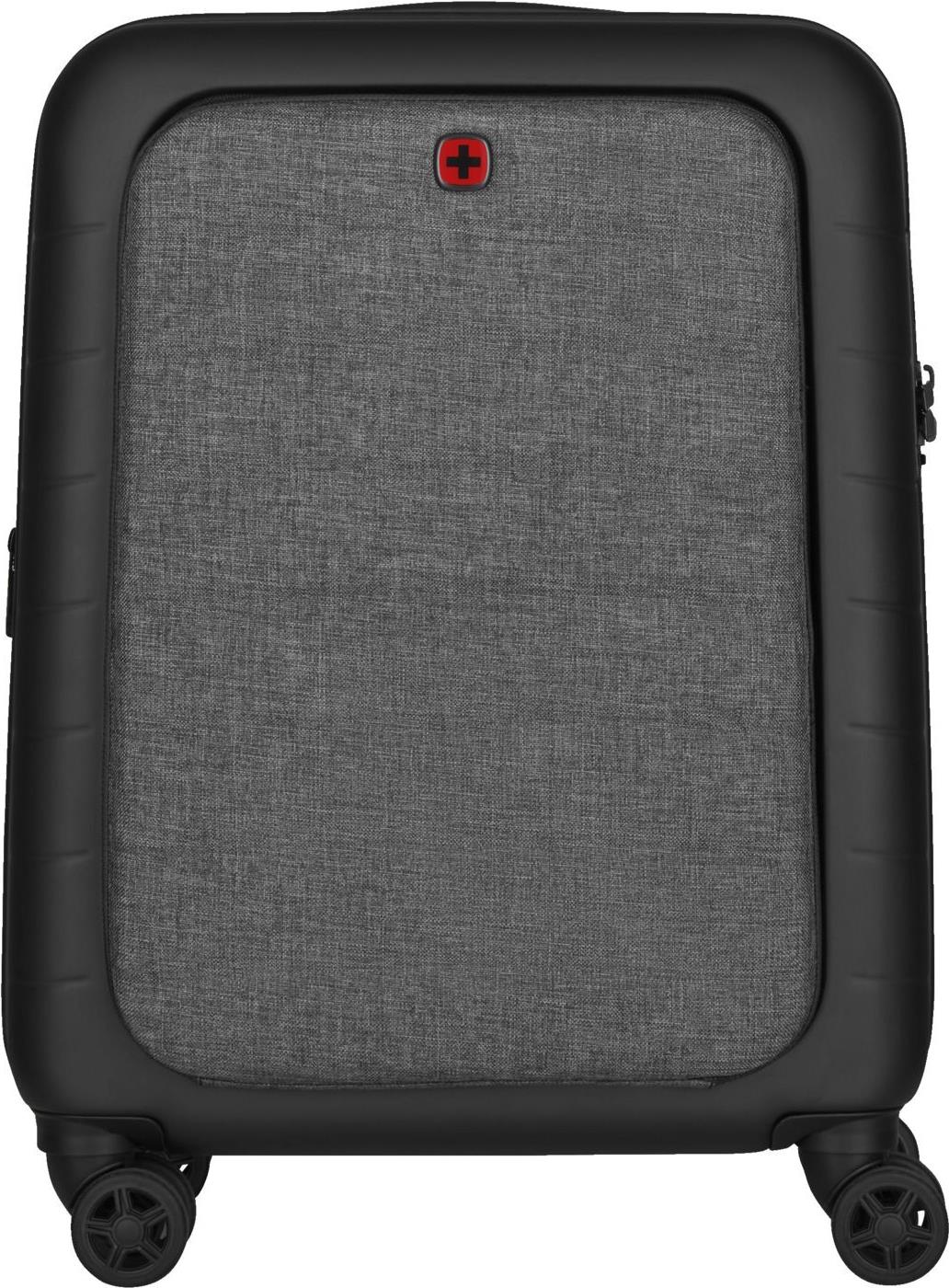 Wenger Syntry Carry-On - Spinner - Hardside - Polyester, Polycarbonat, ABS-Kunststoff - Schwarz, Heather Gray - 35,60cm (14")